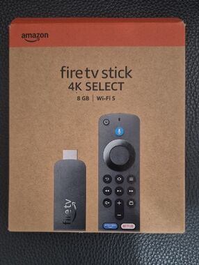Amazon Fire TV Stick 4K Select in brown and black with orange accent